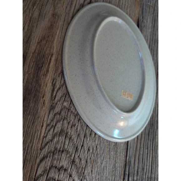 Thunder Group Melamine Oval Platter Asian Design Blue Grey Speckled 9.75 Inch - Picture 12 of 13